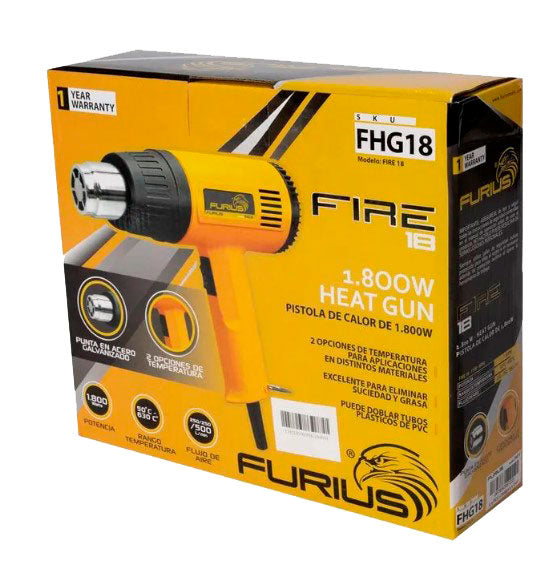 PISTOLA DE CALOR 1.800W (50°C - 630°C) FURIUS / REF: FHG18