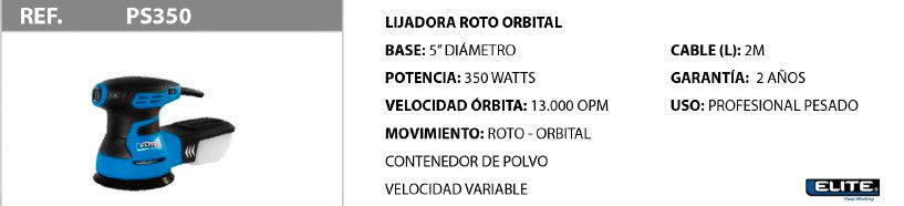 LIJADORA ROTO ORBITAL 350W - 13.000 OPM ELITE / REF: PS350