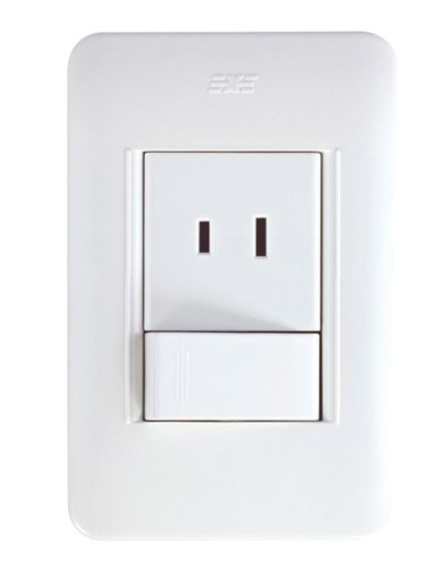 INTERRUPTOR SENCILLO + TOMA AMERICANA BOREALE BLANCO / 13016