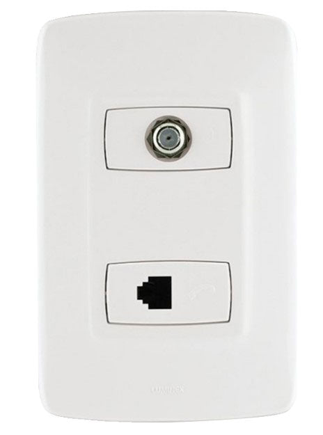 SALIDA T COAXIAL TV AMERICANO + TELELEFONO AMERICANO BLANCO / AQ-605-75BU