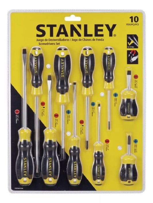 JUEGO DE 10 DESTORNILLADORES CUSHIONGRIP STANLEY / REF: STMT66676-840