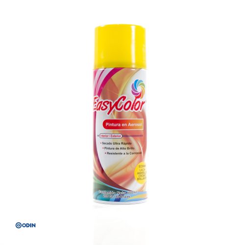 Pintura Aerosol EasyColor Amarillo Cromo Brillante EC006 interior y exterior de alto brillo y secado rápido