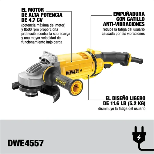 Pulidora Angular Industrial de 7 Pulgadas 2400W 8500RPM DWE4557-B3