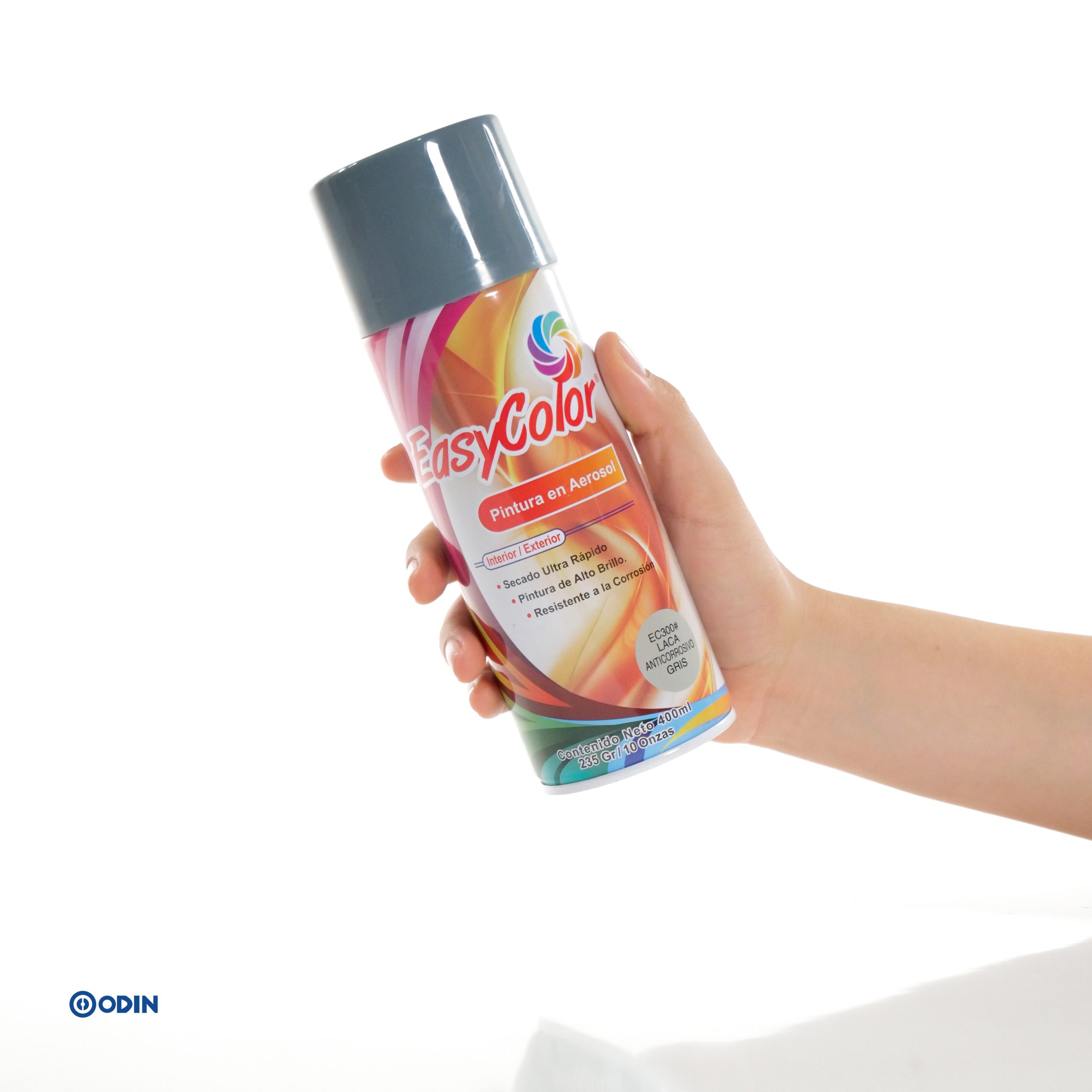 PINTURA AEROSOL EASYCOLOR ANTICORROSIVA GRIS EC300 para interior y exterior de alto brillo y secado rápido