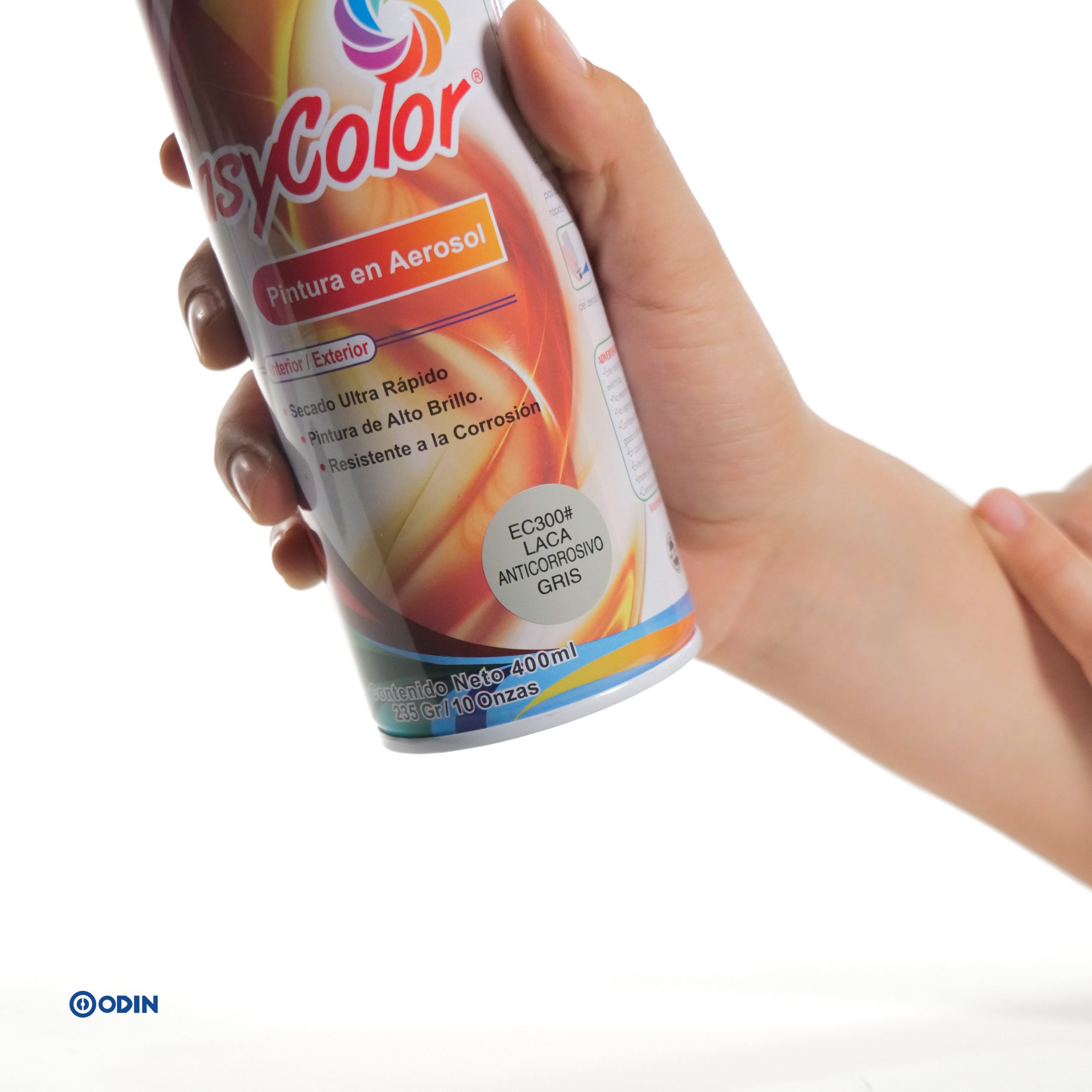 PINTURA AEROSOL EASYCOLOR ANTICORROSIVA GRIS EC300 para interior y exterior de alto brillo y secado rápido