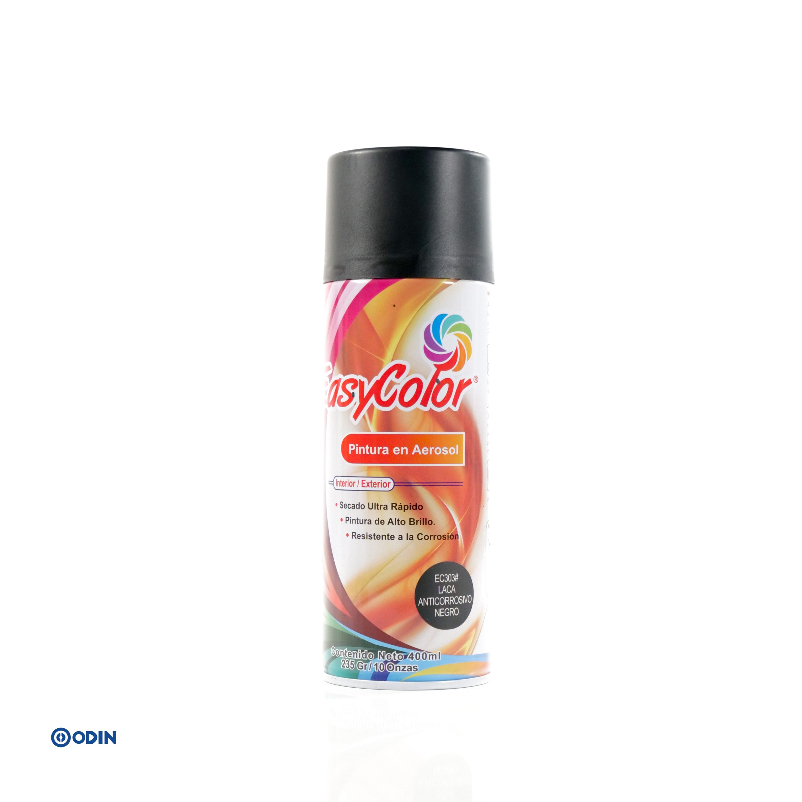 PINTURA AEROSOL EASYCOLOR ANTICORROSIVA NEGRO EC303 para interior y exterior de alto brillo y secado rápido