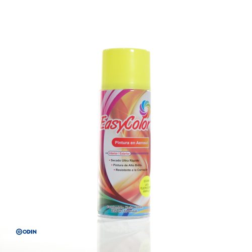 PINTURA AEROSOL EASYCOLOR FLUORESCENTE AMARILLO EC200 para interior y exterior de alto brillo y secado rápido