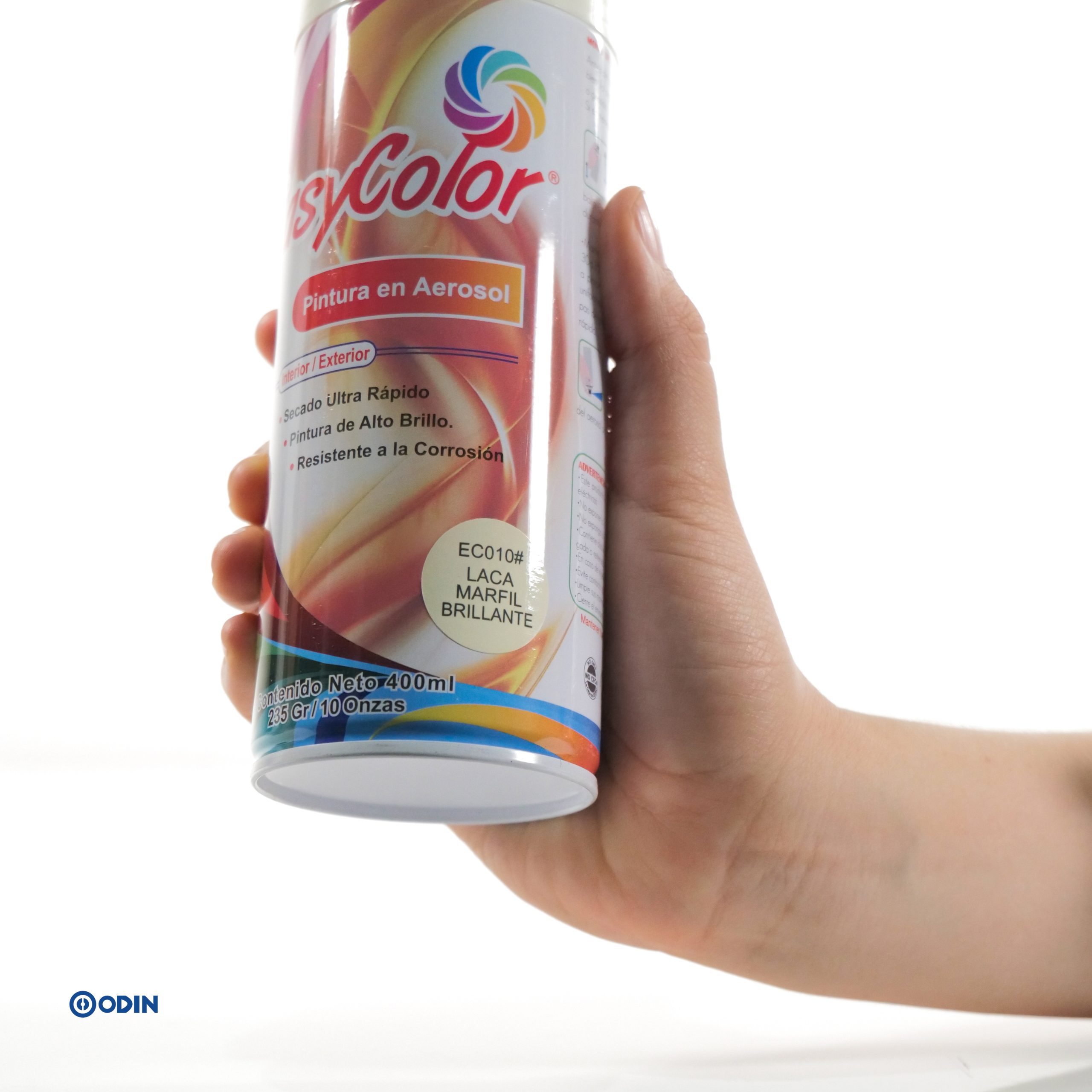 PINTURA AEROSOL EASYCOLOR Marfil Brillante EC010 para interior y exterior de alto brillo y secado rápido