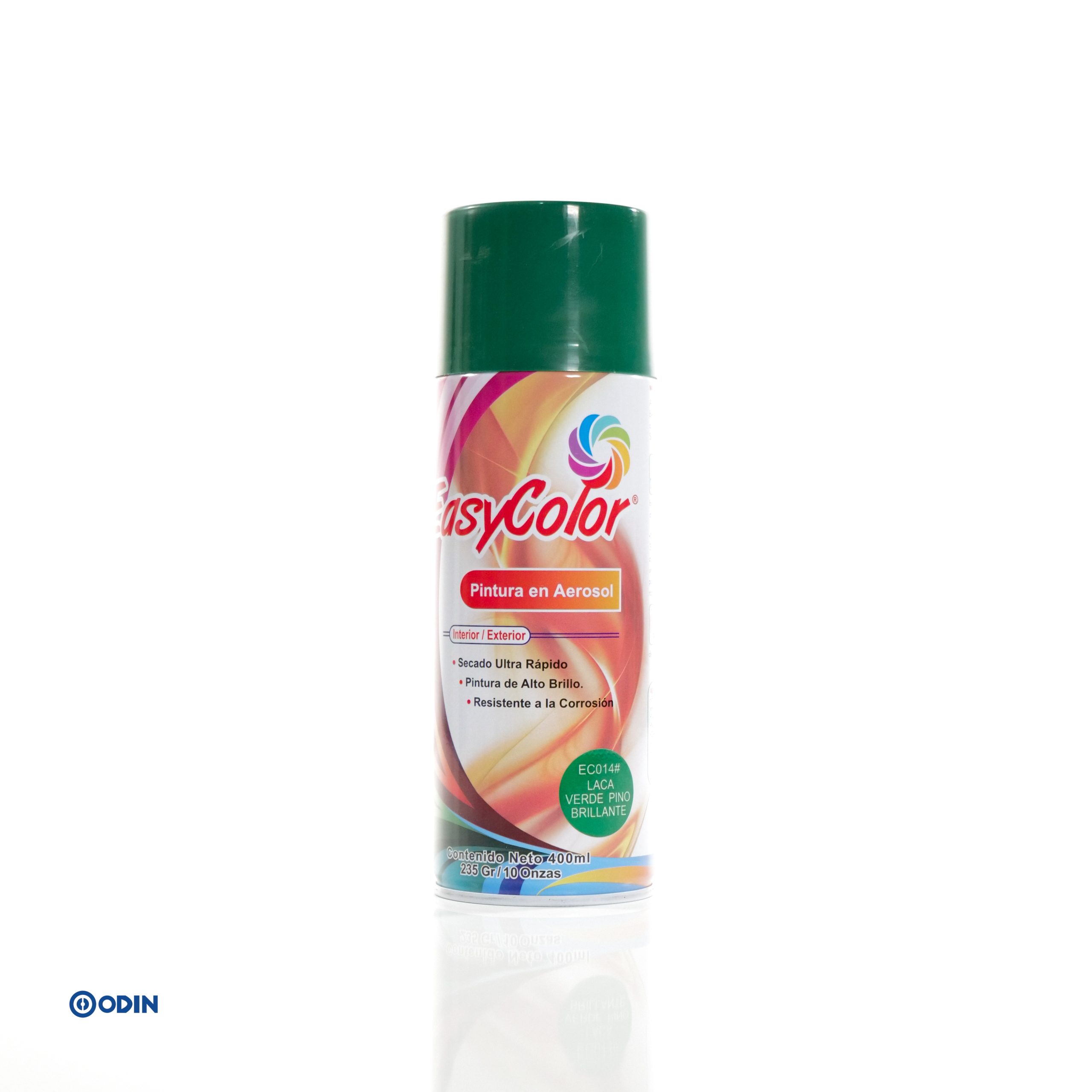 PINTURA AEROSOL EASYCOLOR Verde Pino Brillante EC014 para interior y exterior de alto brillo y secado rápido