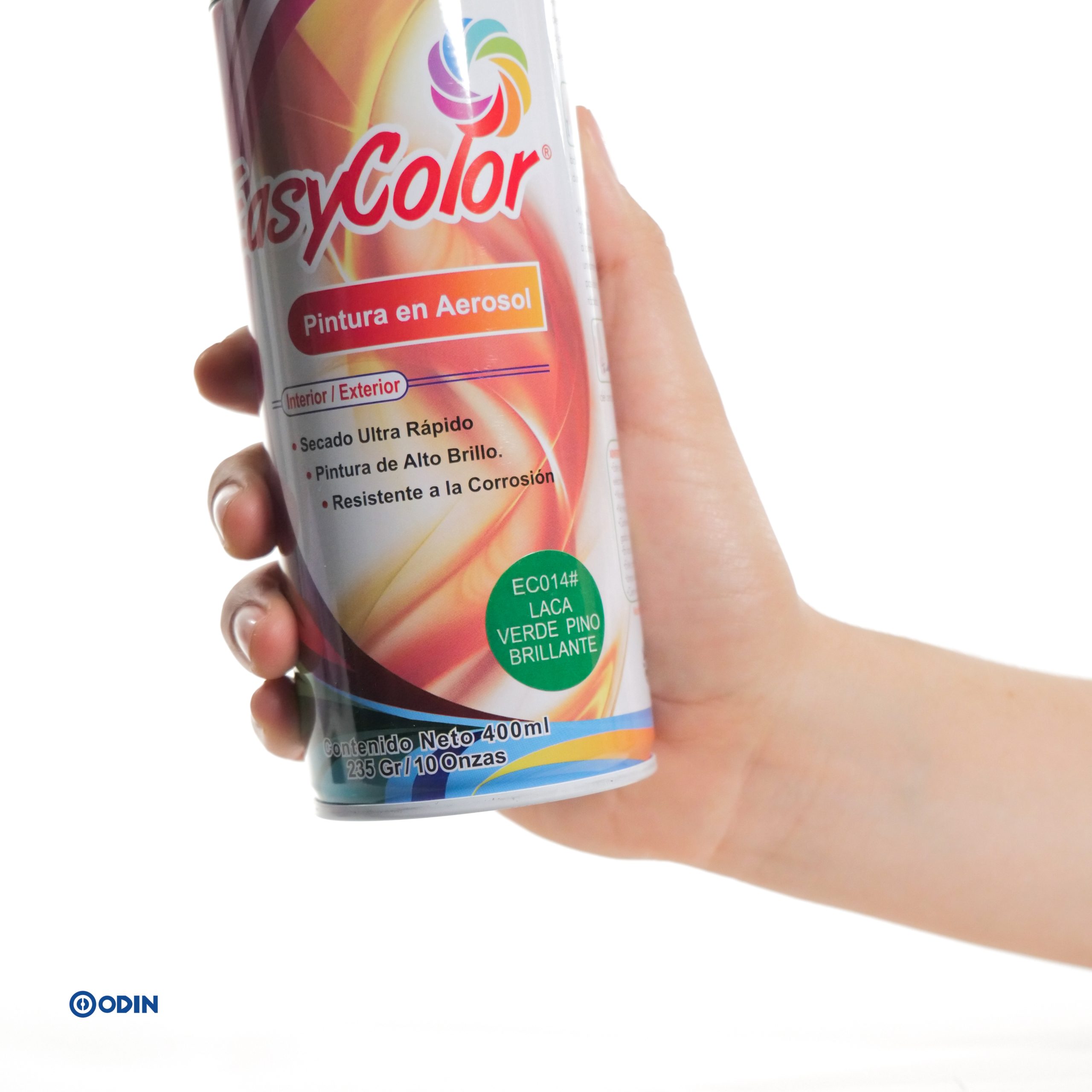 PINTURA AEROSOL EASYCOLOR Verde Pino Brillante EC014 para interior y exterior de alto brillo y secado rápido