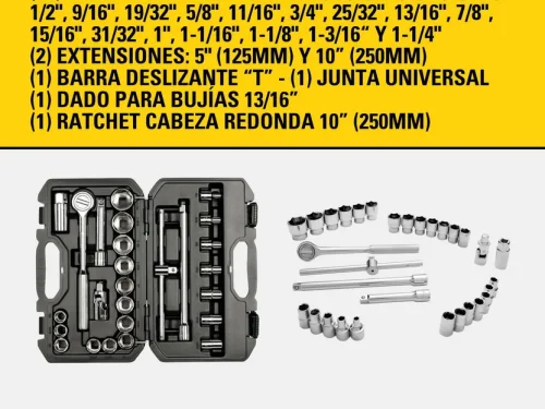 Juego de Herramientas Mecánicas Mando 1/2 Pulgadas STMT45509-LA Stanley