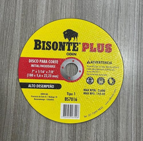 DISCO BISONTE PARA CORTE METAL/INOXIDABLE 7"X1/16"X1/8"