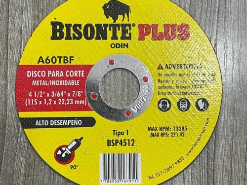 DISCO BISONTE PARA CORTE METAL/INOXIDABLE 41/2"X3/64"X7/8"