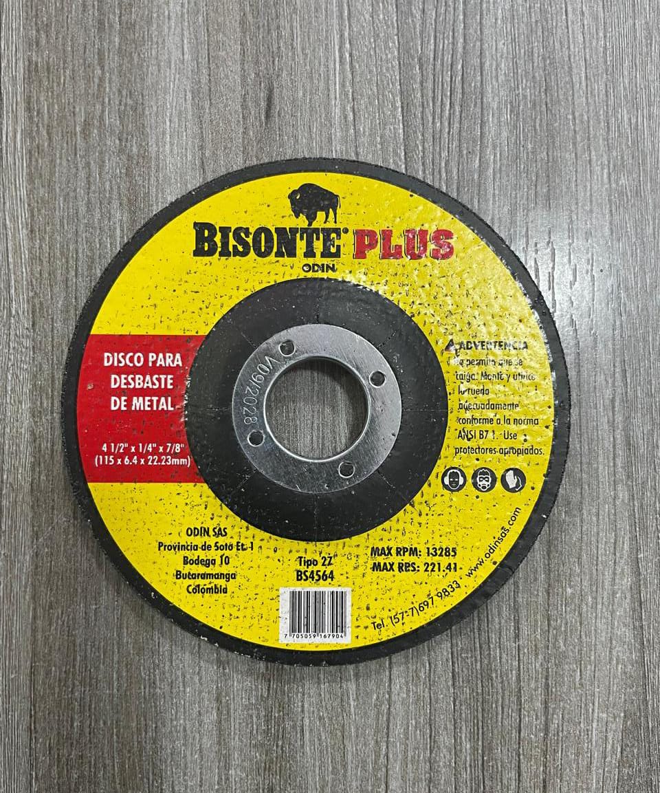 DISCO BISONTE PARA DESBASTE DE METAL 41/2"X1/4"X7/8"