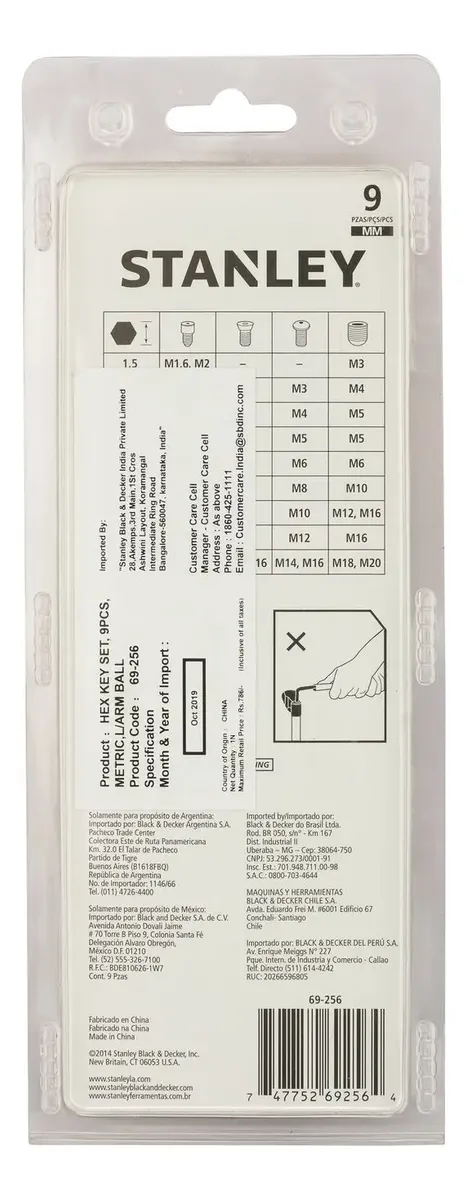 Juego Llave Bristol Tp Bola Mm 15a10 Mm 9 Pz Stanley 69-256 - Image 3
