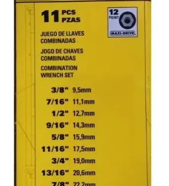 Juego De Llave Combinada De 3/8''-1'' 11pz Stanley 86-084