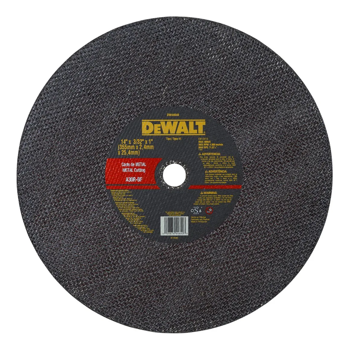 Disco Abrasivo de Corte para Tronzadora de 14"X 7/64"X1"