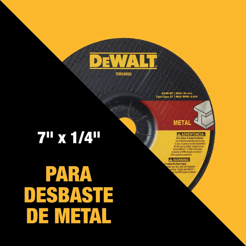 Disco Abrasivo de Desbaste T27 7 x 1/4 Pulgadas Dw54850 Dewalt Set X 50 Unidades - Image 2