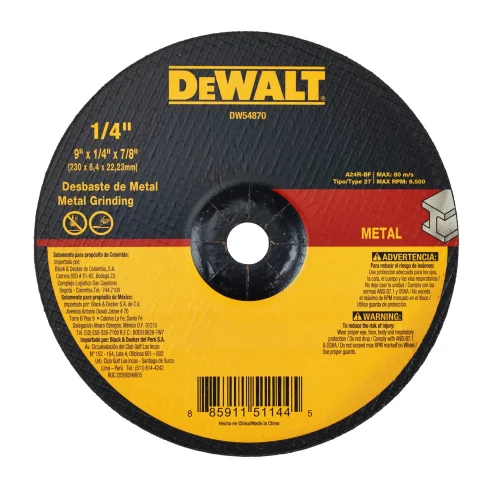 Disco de desbaste T27 de 9" X 1/4"