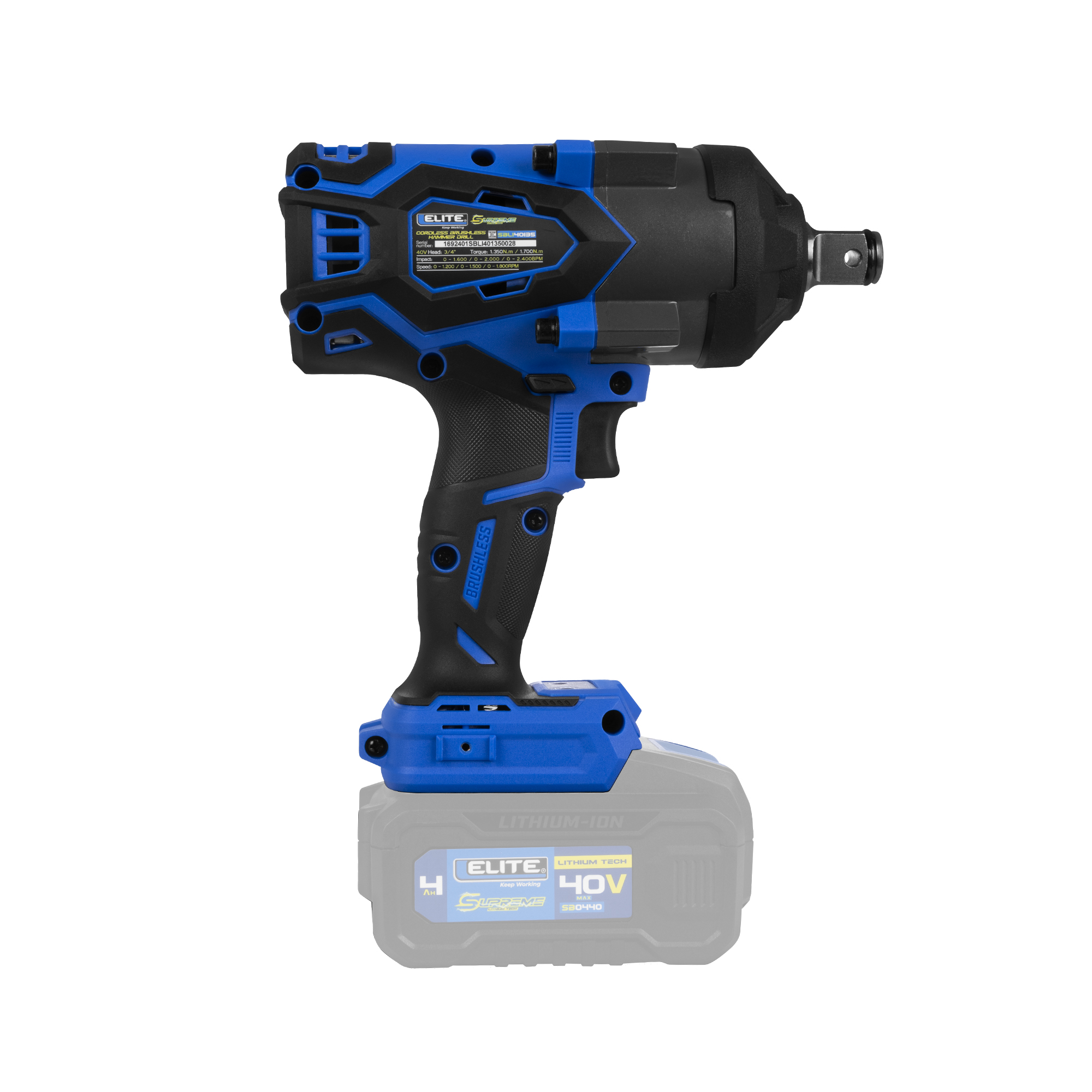 LLAVE DE IMPACTO INALÁMBRICA 3/4” SIN ESCOBILLAS BTM (BRUSHLESS TECH MOTOR) (NO INCLUYE BATERÍA NI CARGADOR) - Image 5