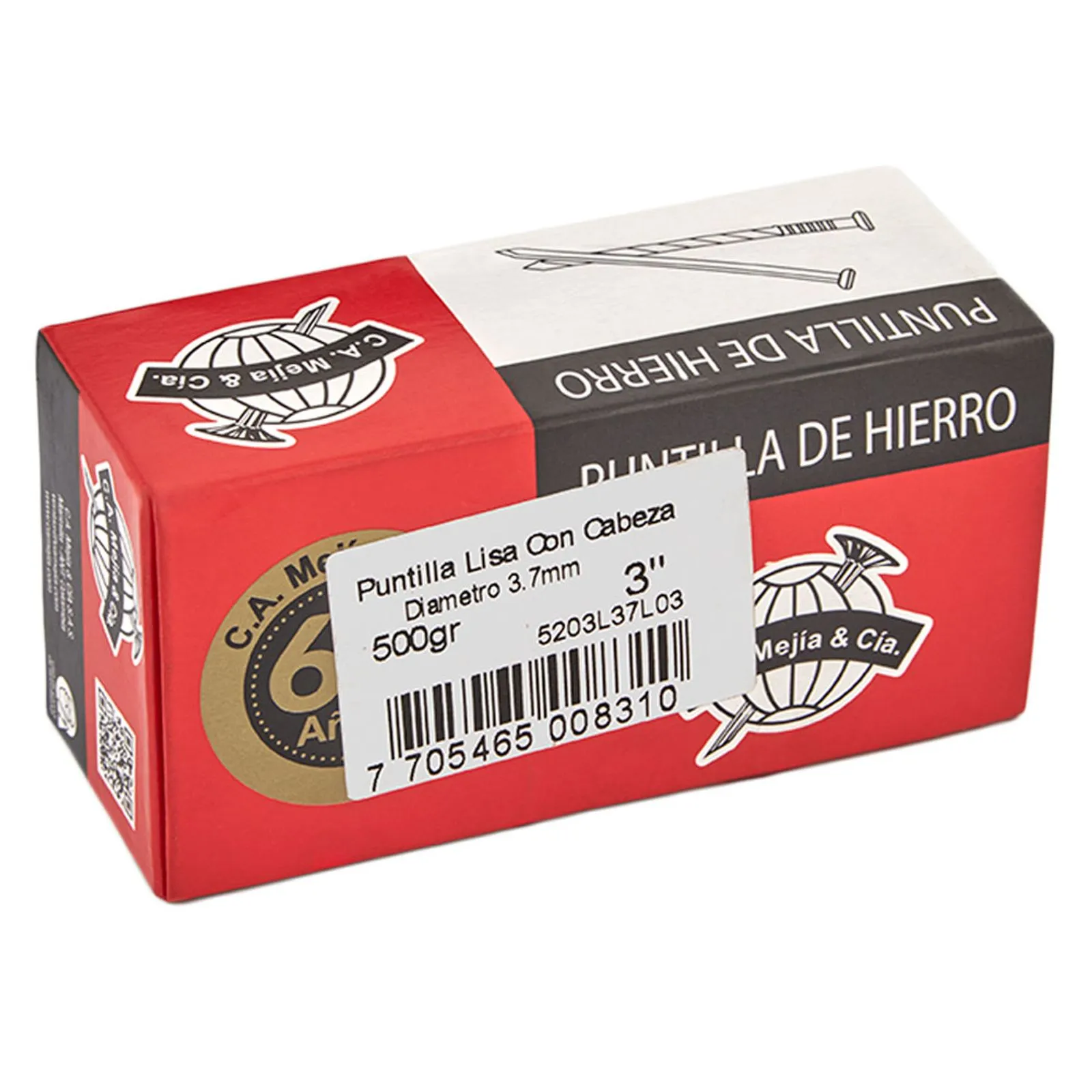 Puntilla lisa hierro 4.3 mm x 3 1/2" 500 g Camejia - Image 2