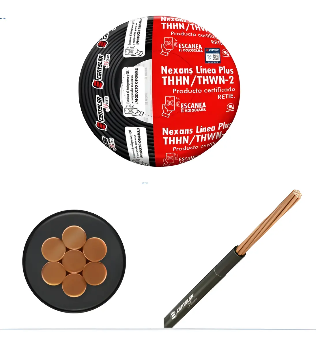 CABLE 7 HILOS THHN N12 NEGRO