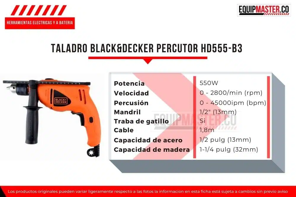 Kit de Taladro Percutor/Atornillador de 1/2" (13mm) Inalámbrico 20V MAX + Taladro Percutor 1/2" (13mm) 550W - Image 3