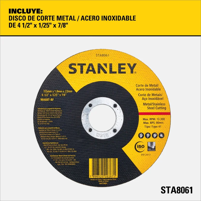 DISCO DE CORTE ULTRAFINO PARA METAL INOX 115 X 1 X 22,2 mm (4 1/2) T41 - Image 2