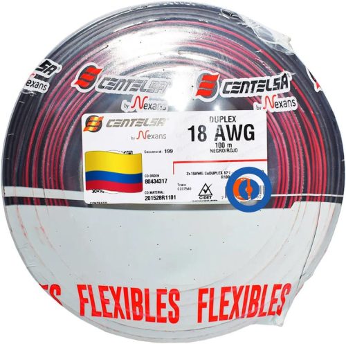 Cable Duplex 2x18 Polarizado Certificado x 100 mts